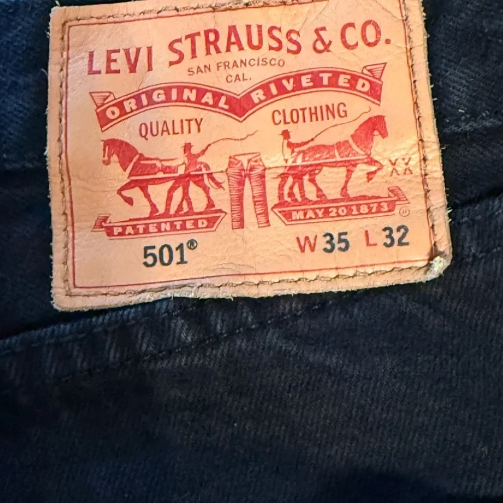 Levi’s 501 Button Fly Black Jeans Mens Tag 35x32 Original Fit Straight Leg Denim